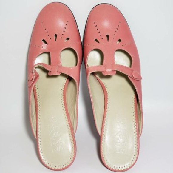 Franco Sarto Womens Mules Spool Heels Shoes Pink Cutout Round Toe Slip Ons 8.5 M - Picture 10 of 12